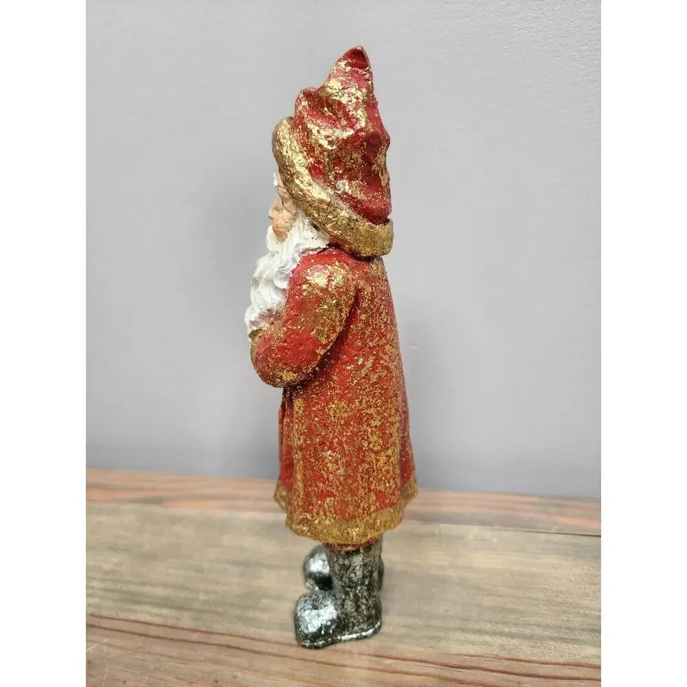 Vintage Primitive Belsnickle Santa Glitter Christmas Figurine Rustic Folk 8.5